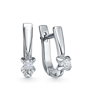 Серьги из белого золота с бриллиантом