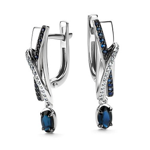 Серьги с английским замком из белого золота с бриллиантом