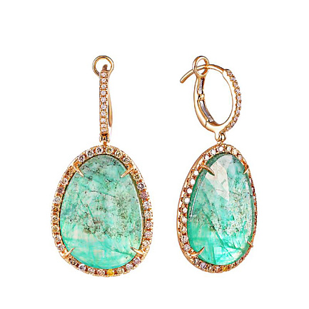 Серьги из желтого золота с бриллиантами