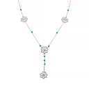 Колье из серебра с агатом, фианитом