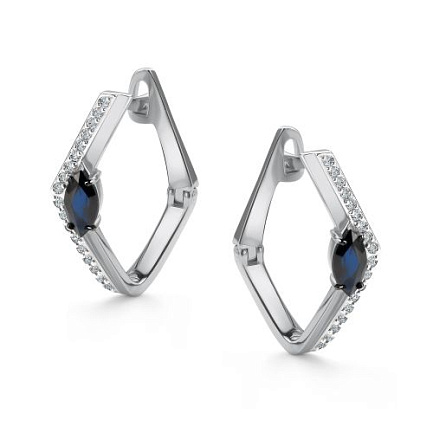 Серьги с английским замком из белого золота с бриллиантами