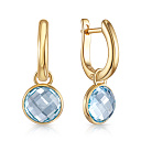 Серьги с английским замком из желтого золота с топазами