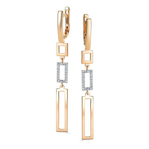 Серьги с английским замком из красного золота с бриллиантами