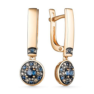 Серьги с английским замком из красного золота с бриллиантом