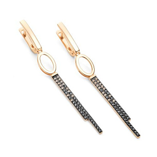 Серьги с английским замком из красного золота с бриллиантом