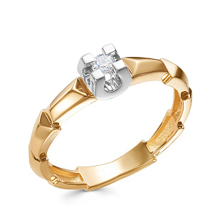 Кольцо из красного золота с бриллиантом