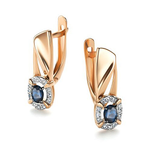 Серьги с английским замком из красного золота с бриллиантом