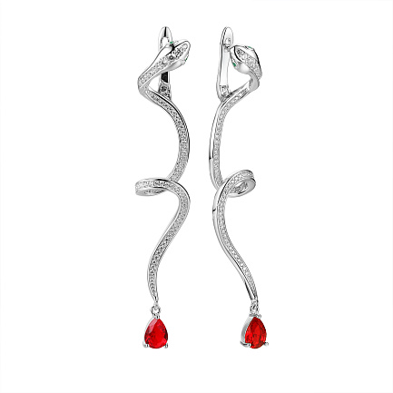 Серьги из серебра с ситалами, фианитами