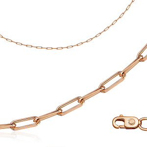 Цепь автомат из красного золота, плетение якорная с удлиненным звеном