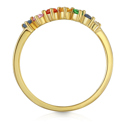 Кольцо из желтого золота с бриллиантом, сапфиром