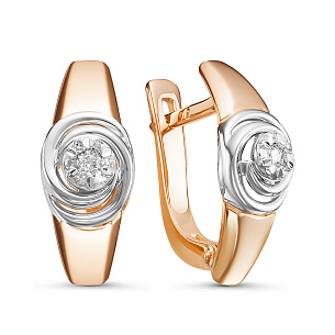 Серьги из красного золота с бриллиантом