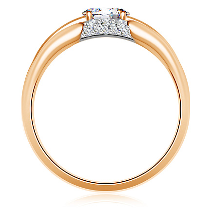 Кольцо из красного золота с фианитом