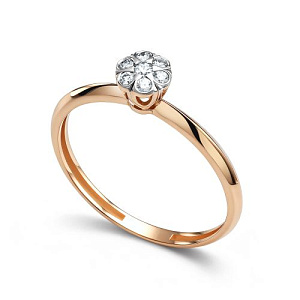 Кольцо из красного золота с бриллиантами