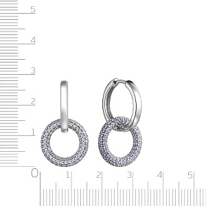 Серьги с английским замком из серебра с фианитом