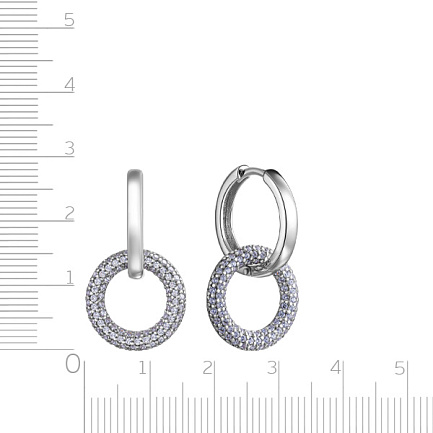 Серьги с английским замком из серебра с фианитом