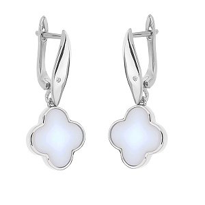 Серьги из серебра с керамикой, фианитами