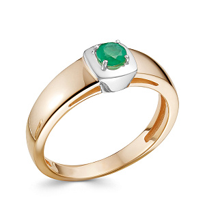 Кольцо из красного золота с изумрудом