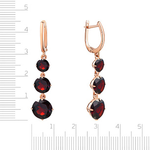 Серьги с гранатом с английским замком из красного золота