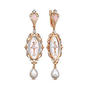 Серьги с английским замком из красного золота с бриллиантами