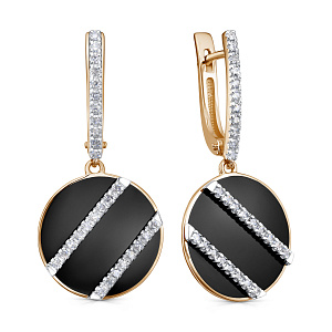 Серьги с английским замком из красного золота с бриллиантами