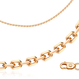 Цепь автомат из красного золота, плетение якорное