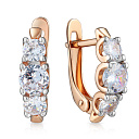 Серьги с английским замком из красного золота с фианитом