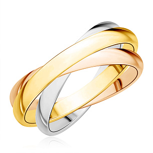 Кольцо обручальное гладкое из комбинированного золота
