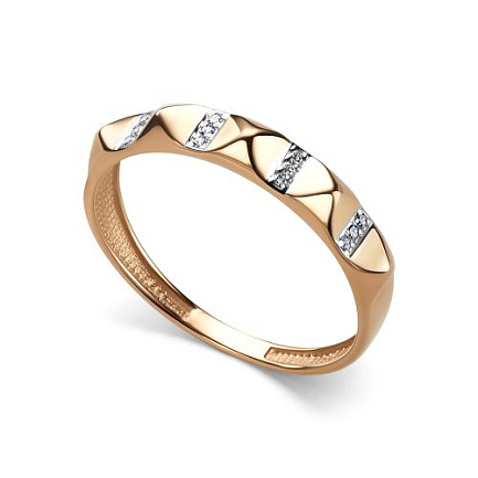 Кольцо из красного золота с бриллиантами