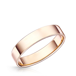 Кольцо обручальное гладкое из красного золота