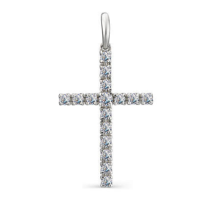 Крест декоративный из серебра с фианитами