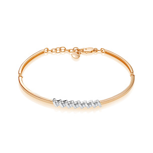 Браслет декоративный из красного золота с бриллиантом