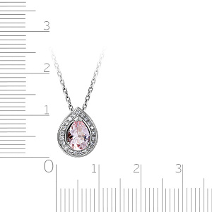 Колье из белого золота с бриллиантами, морганитом, плетение якорное