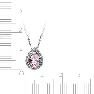 Колье из белого золота с бриллиантами, морганитом, плетение якорное