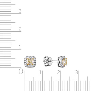 Пусеты из белого золота с желтыми бриллиантами