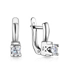 Серьги с английским замком из серебра с фианитом