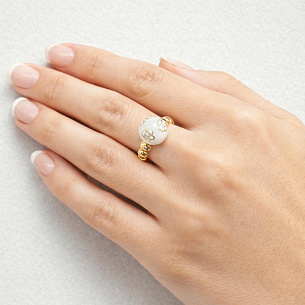 Кольцо из желтого золота с эмалью