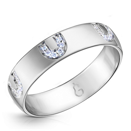 Кольцо обручальное из белого золота с бриллиантами