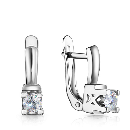 Серьги с английским замком из серебра с фианитом