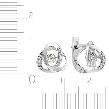 Серьги с английским замком из белого золота с бриллиантами