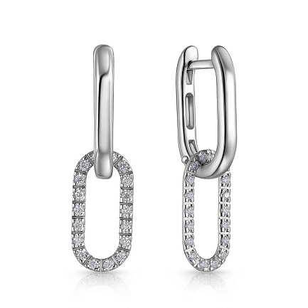 Серьги с английским замком из белого золота с бриллиантами