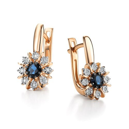 Серьги с английским замком из красного золота с бриллиантами