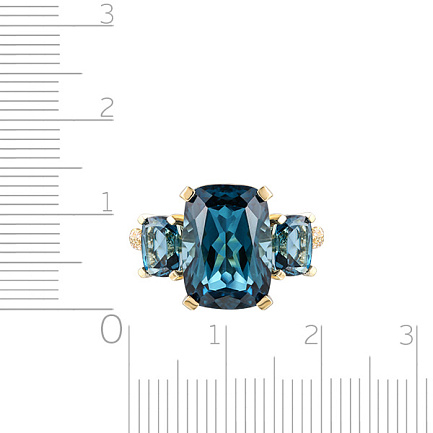 Кольцо из желтого золота с бриллиантами, топазом