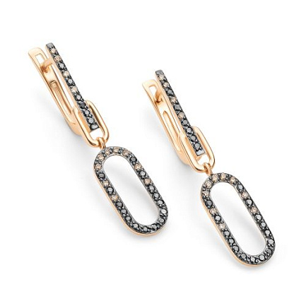 Серьги с английским замком из красного золота с бриллиантами