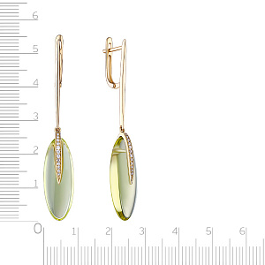 Серьги с английским замком из желтого золота с бриллиантами