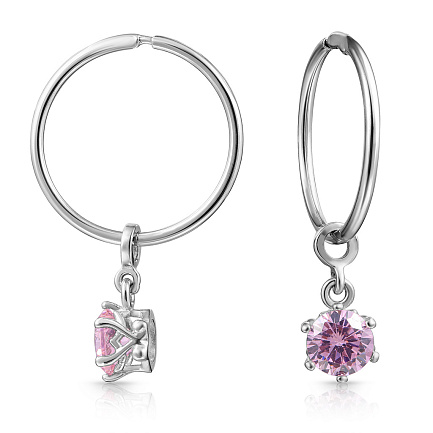 Серьги из серебра с фианитом