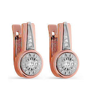 Серьги с английским замком из красного золота с бриллиантами