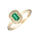 Кольцо из желтого золота с бриллиантами, изумрудом