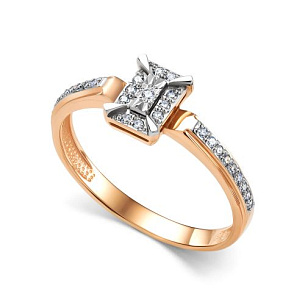 Кольцо из красного золота с бриллиантом