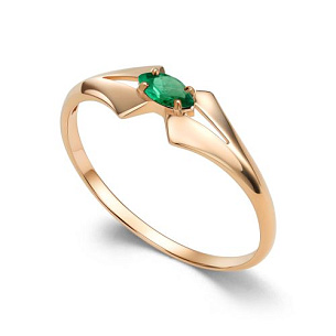 Кольцо из красного золота с изумрудом