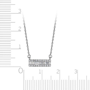 Колье из белого золота с бриллиантом, плетение якорное